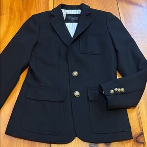 J CREW 2 Navy The Original Wool Schoolboy Blazer Jacket Gold Button Detailing